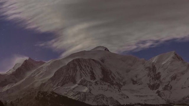 Stars above Mont Blanc in the night, French Alps