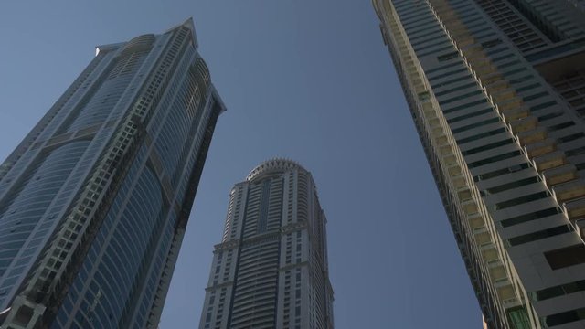 Low angle of three skyscrapers 