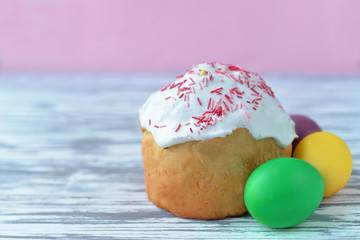 baking cake with icing glaze bread with eggs
