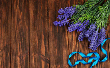 spring flowers lilac fragrant lavender on a wooden