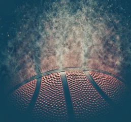 Gordijnen Basketball background. Abstract dark basketball background with copy space. © NatasaAdzic