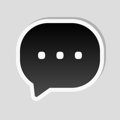 chat icon. Sticker style with white border and simple shadow on gray background
