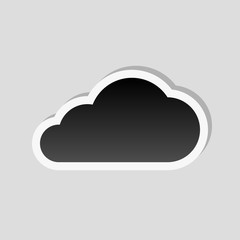 cloud icon. Sticker style with white border and simple shadow on gray background