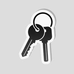keys on the ring icon. Sticker style with white border and simple shadow on gray background