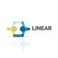 Abstract flower or star minimalistic linear icon, thin line geometric flat symbol for business icon design, abstract button or emblem