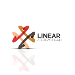 Abstract flower or star minimalistic linear icon, thin line geometric flat symbol for business icon design, abstract button or emblem