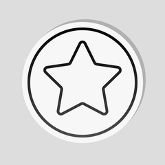 Obraz premium star in circle icon. Sticker style with white border and simple shadow on gray background