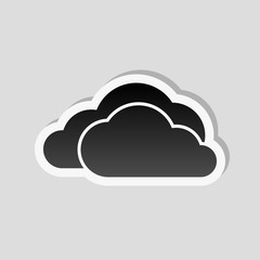 cloudy weather icon. Sticker style with white border and simple shadow on gray background