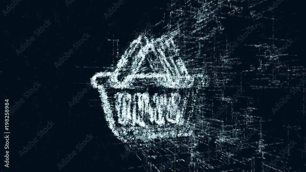 Wall mural shopping logo, a design consisting of a code of numbers and a symbol. abstract shop icon in computer