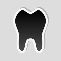 tooth. simple icon. Sticker style with white border and simple shadow on gray background