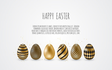 Happy Easter.Set of Easter eggs with different texture on a white background.