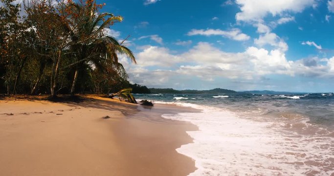 Smooth Walk Along A Beautiful Beach, Punta Uva, Costa Rica. Graded Version