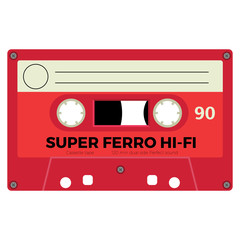 Retro audio cassette, realistic illustration isolated on white.