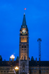 View of Peace Tower at Parliament complex Ottawa, Canada
