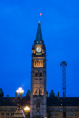 Fototapeta na wymiar View of Peace Tower at Parliament complex Ottawa, Canada