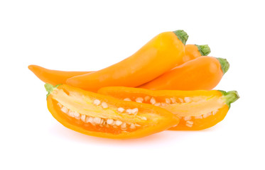 Fototapeta na wymiar Yellow chili pepper isolated on white background
