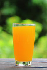 Orange juice on the table.