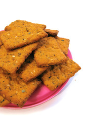 Crispbread cracker snack cookie healthy food tasty isolated macro photo