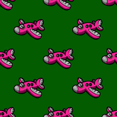 Funky airplane seamless pattern. Original design for print or digital media.