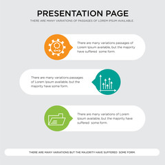 Folder, Increasing arrow, code settings presentation design template in orange, green, yellow colors with horizontal and rounded shapes