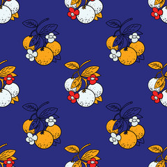 Branch of oranges seamless pattern. Original design for print or digital media.