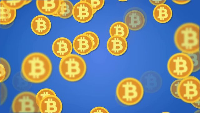 Bitcoin cryptocurrency In And Out background animation with focus pull