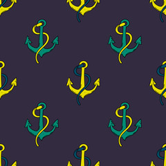 Fototapeta premium Ship anchor seamless pattern. Original design for print or digital media.