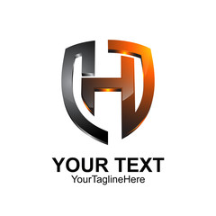 Initial letter H logo template colored bronze shield design for business and company identity
