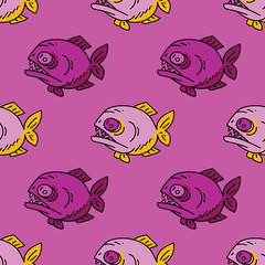 Piranha seamless pattern. Original design for print or digital media.
