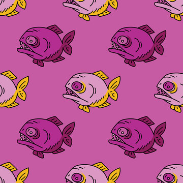 Piranha seamless pattern. Original design for print or digital media.