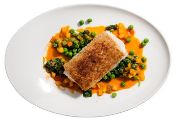 Kabeljau mit Kokos Paranussbutter und Amazonas Gemüse