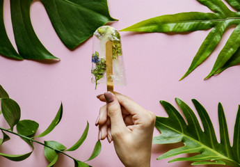 Homemade summer wildflower ice pop