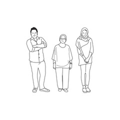 Illustrated diverse casual people