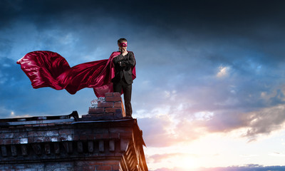 Strong and powerful as super hero . Mixed media