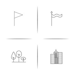 Buildings And Constructions simple linear icons set. Outlined vector icons