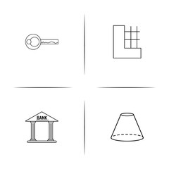 Buildings And Constructions simple linear icons set. Outlined vector icons