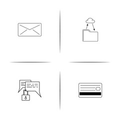 Interface simple linear icons set. Outlined vector icons