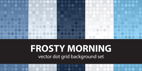 Fototapeta na wymiar Polka dot pattern set Frosty Morning. Vector seamless geometric dot backgrounds