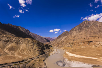 Confluence of Zanskar and Indus rivers - Leh, Ladakh, India
