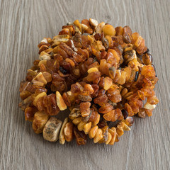 Necklace made of Baltic amber is composed of a slide. Amber is not large, yellow and brown. Beads made of natural amber.