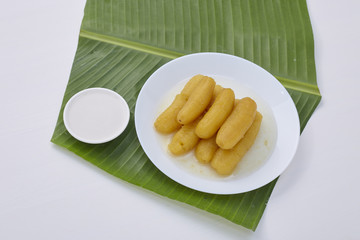Delicious banana in syrup for Thai sweet