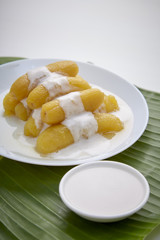 Delicious banana in syrup for Thai sweet