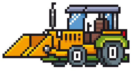 Vector illustration of Cartoon Tractor - Pixel design