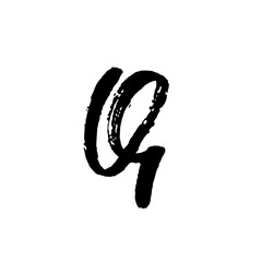 Letter Q. Handwritten by dry brush. Rough strokes textured font. Vector illustration. Grunge style elegant alphabet.