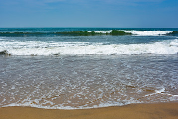 The landscape of nature.Waves in the Arabian sea at Arambol beach in North Goa.India