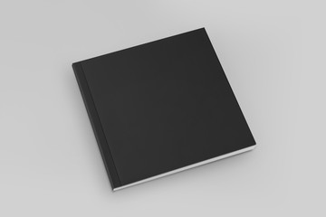 Blank square cover book template on black background