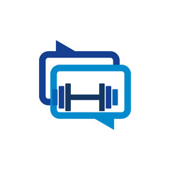 Barbell Chat Logo Icon Design