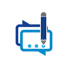 Pencil Chat Logo Icon Design