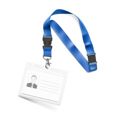 Set of lanyard with id card. Vector illustration on white background. Ready mockup to use for for presentations, conferences and other business situations. EPS10.