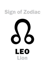 Astrology Alphabet: Sign of Zodiac LEO (The Lion). Hieroglyphics character sign (single symbol).